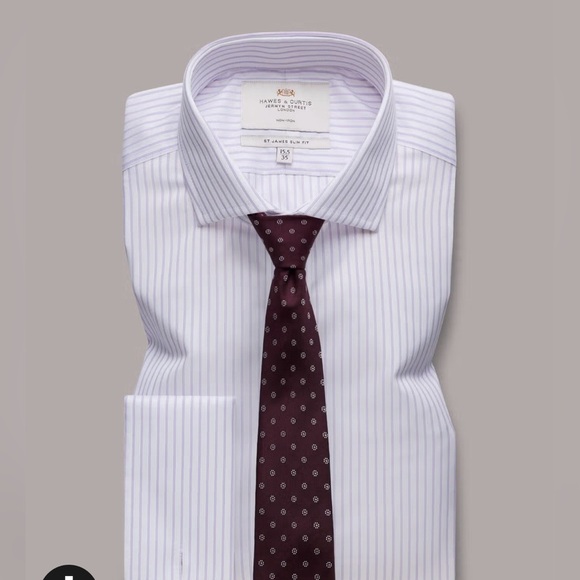 Hawes & Curtis Striped Purple Dress Shirt - Picture 1 of 4